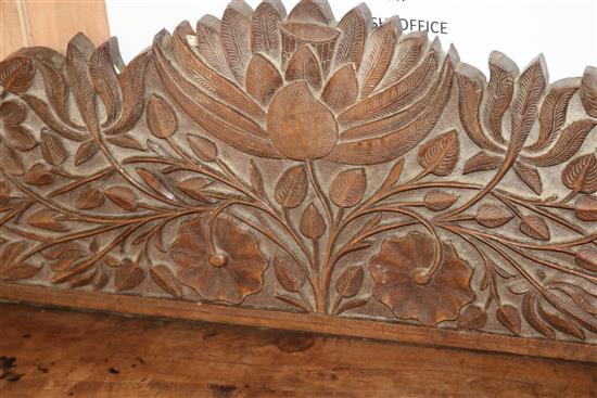 An Anglo Indian foliate carved camphorwood bureau, c.1900, W.92cm